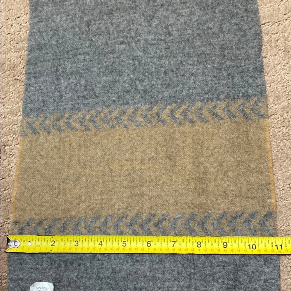 Wool Scarf Gray & Tan Fall Winter Cozy Cabana Stripe Lamb’s Wool Collegiate